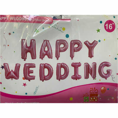 SET HAPPY WEDDING MÀU HỒNG (65CM)