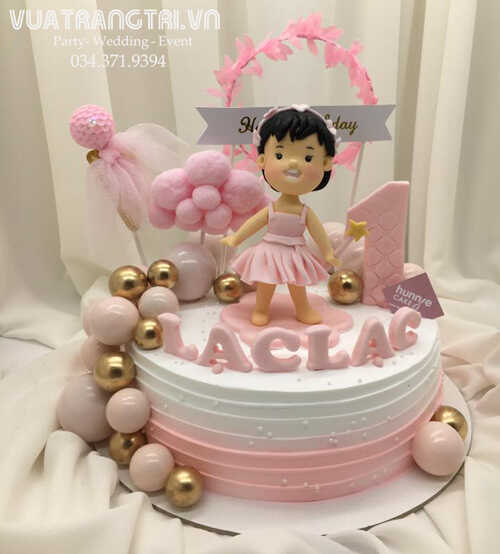 Bánh sinh nhật bé gái mẫu búp bê 2 tầng - minbakery