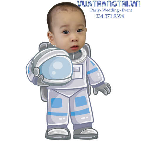 Hình chipi sinh nhật bé trai phi hành gia vũ trụ