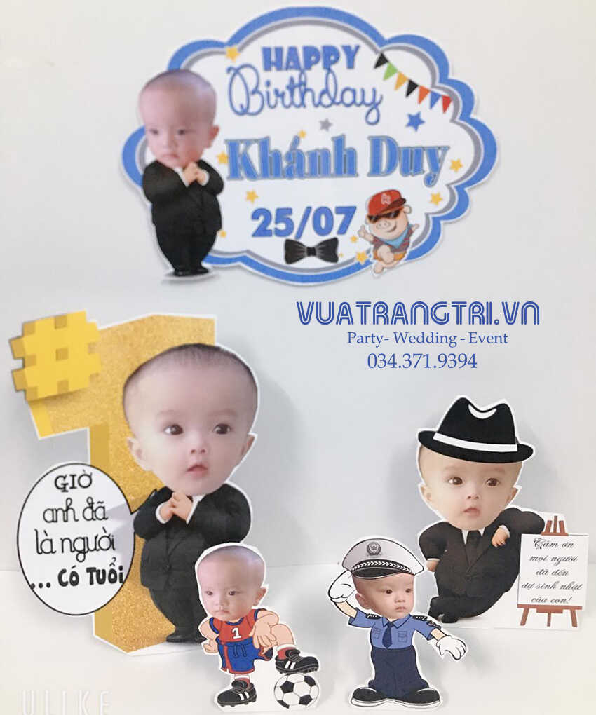 Combo hình chipi sinh nhật bé trai Khánh Duy chủ đề baby boss